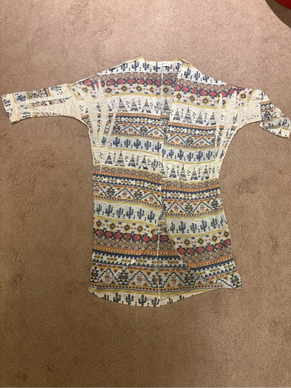 Ginger g Boho Aztec Print Lightweight Cardigan size medium